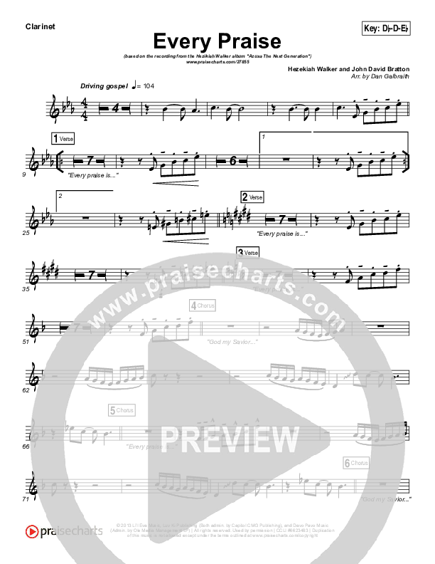 Every Praise Clarinet (Hezekiah Walker)