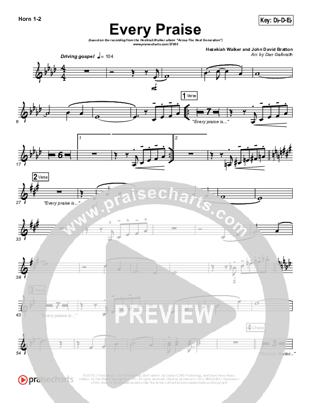 Every Praise French Horn 1/2 (Hezekiah Walker)
