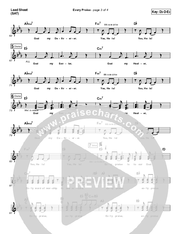 Every Praise Lead Sheet (Print Only) (Hezekiah Walker)