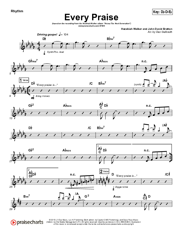 Every Praise Rhythm Chart (Print Only) (Hezekiah Walker)