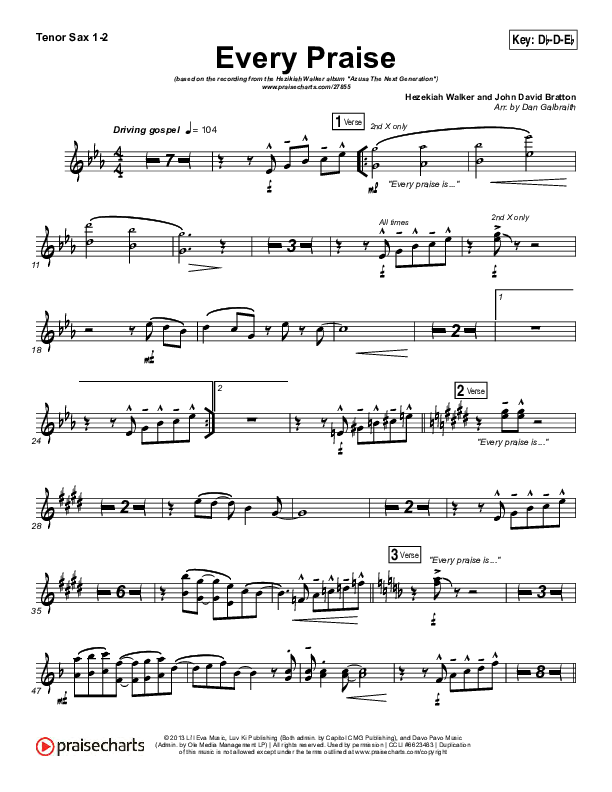 Every Praise Tenor Sax 1/2 (Hezekiah Walker)