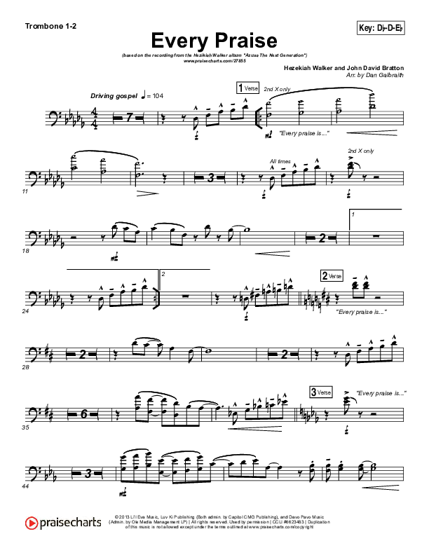 Every Praise Trombone 1/2 (Hezekiah Walker)