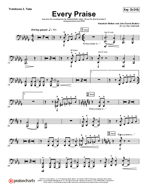 Every Praise Trombone 3/Tuba (Hezekiah Walker)
