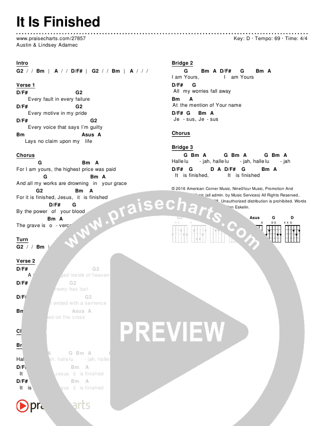 It Is Finished Chords & Lyrics (Austin & Lindsey Adamec)