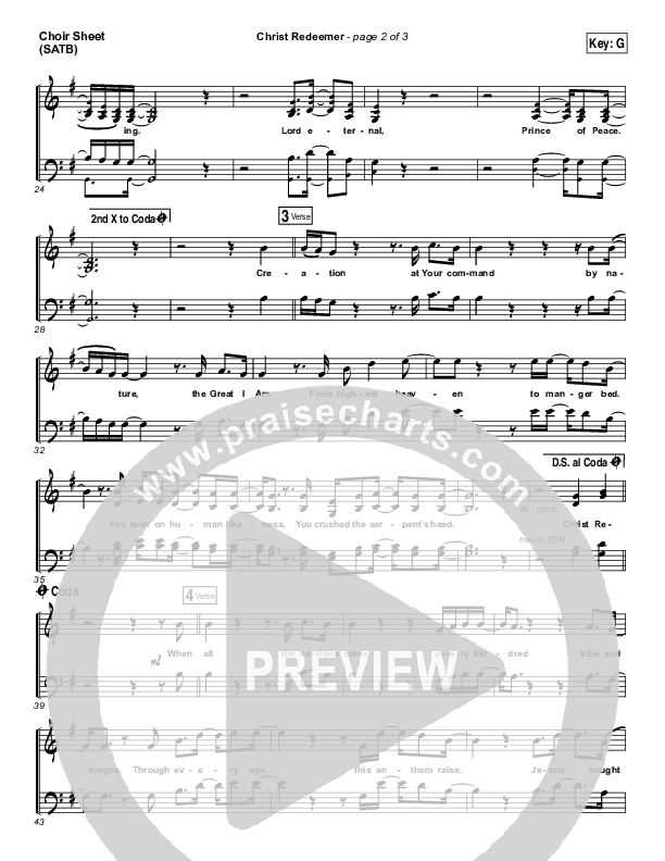 Christ Redeemer Choir Sheet (SATB) (Nate Marialke)