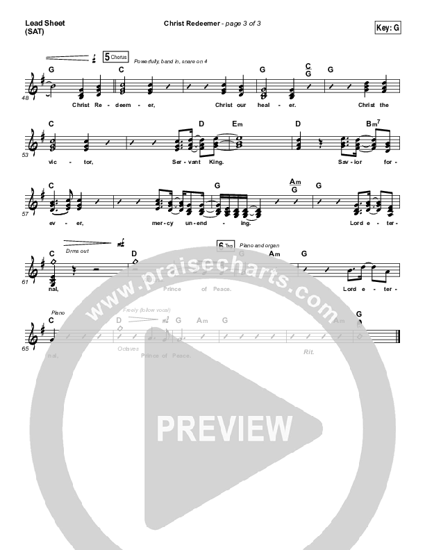 Christ Redeemer Lead Sheet (SAT) (Nate Marialke)