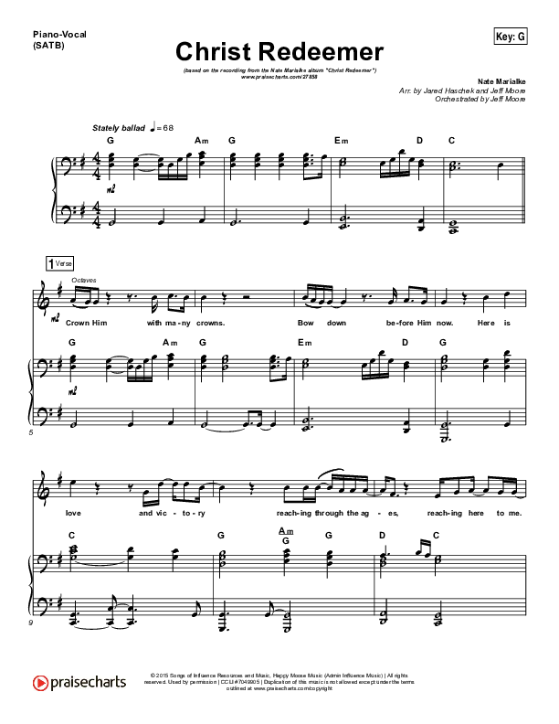 Christ Redeemer Piano/Vocal (SATB) (Nate Marialke)