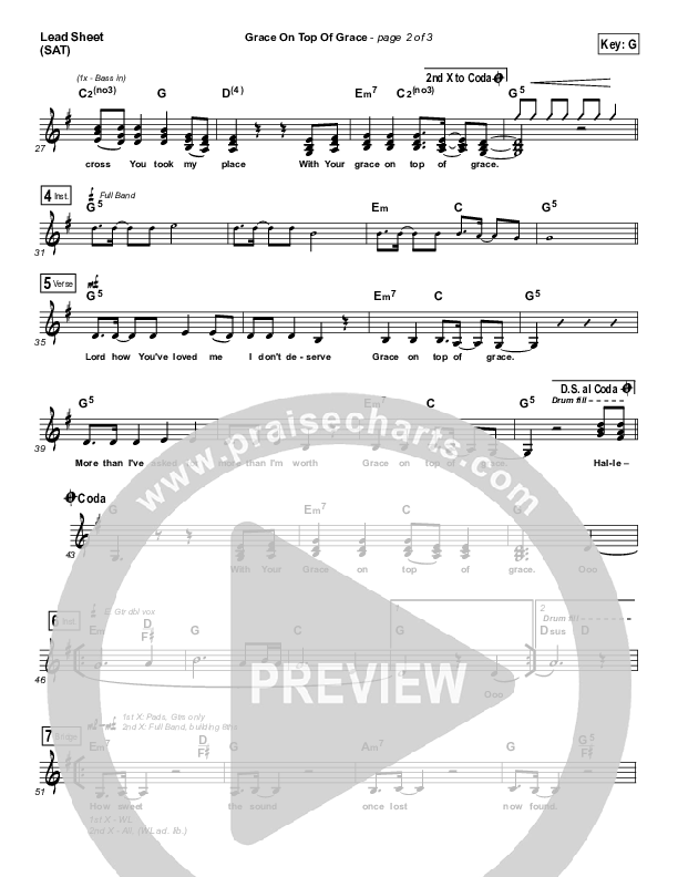 Grace On Top Of Grace Lead Sheet (Fellowship Creative)