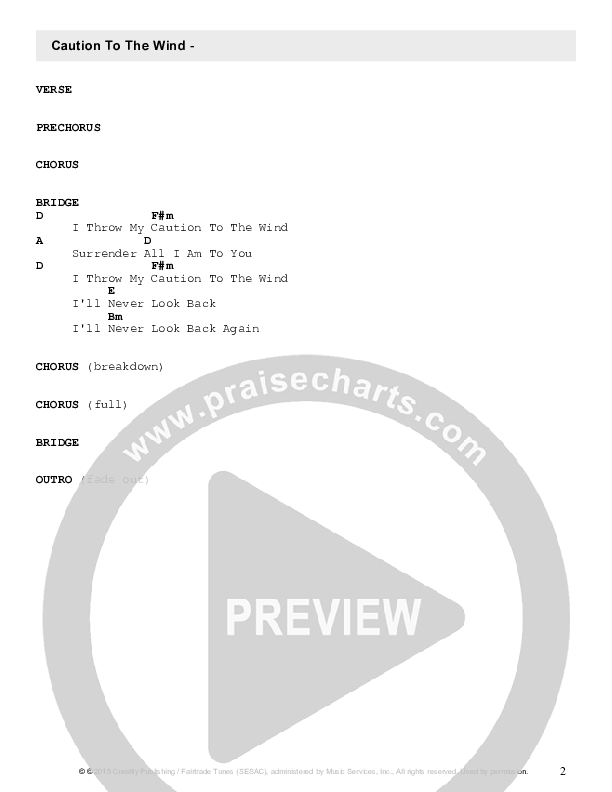 Caution To The Wind Chords & Lyrics (Fellowship Creative)