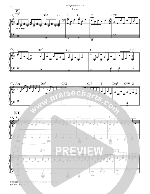 Facing A Task Unfinished (Version 1) Piano Sheet (Keith & Kristyn Getty)