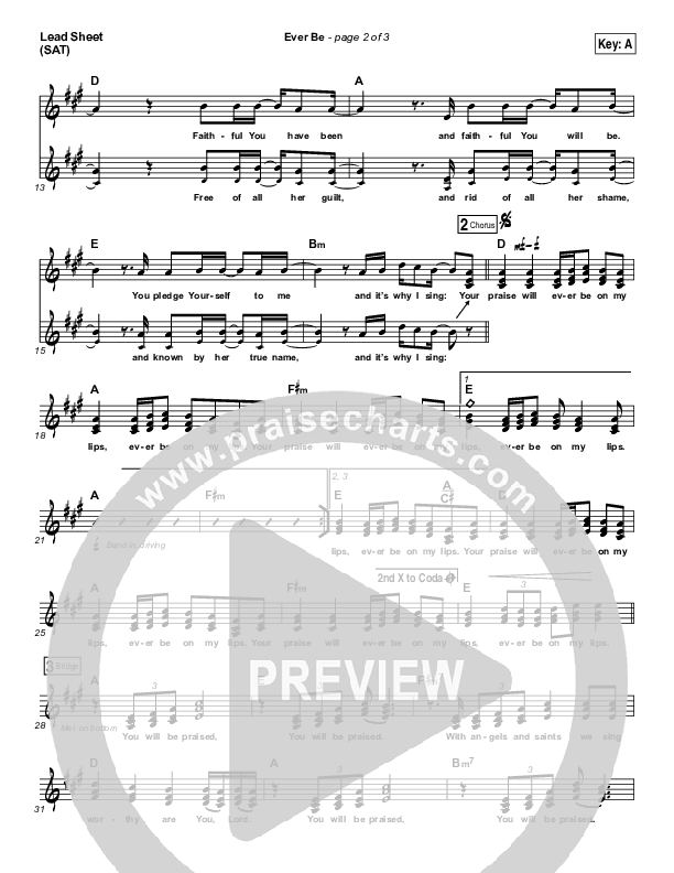 Ever Be Lead Sheet (SAT) (Aaron Shust)