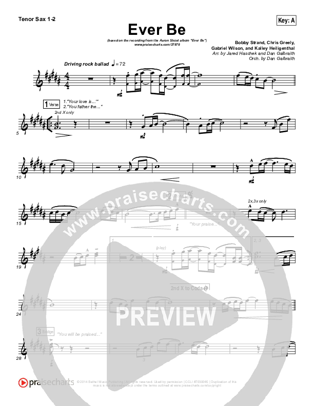 Ever Be Tenor Sax 1/2 (Aaron Shust)