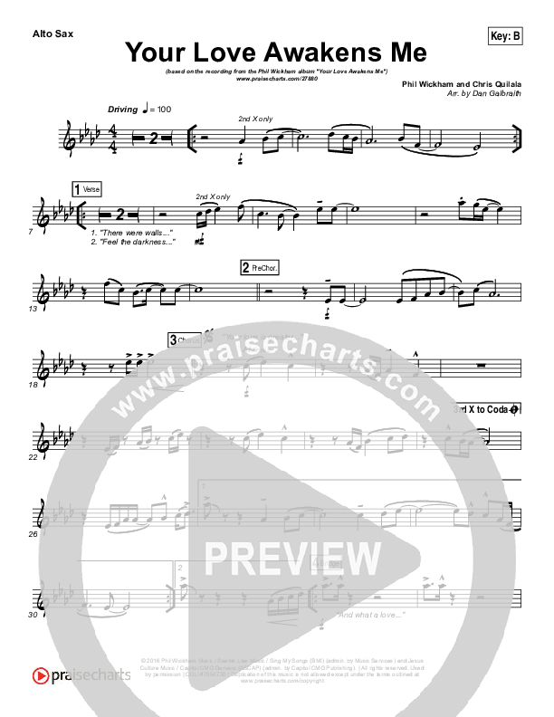 Your Love Awakens Me Alto Sax (Phil Wickham)