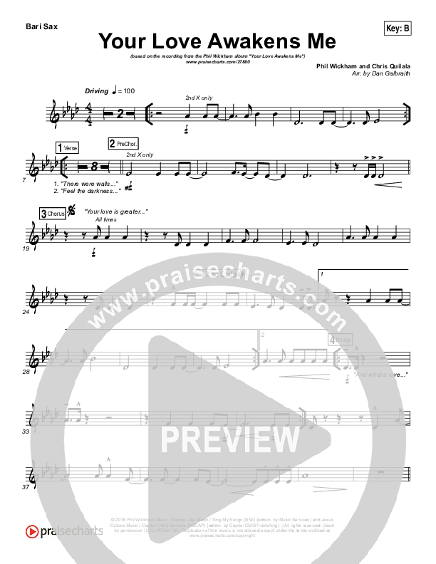 Your Love Awakens Me Bari Sax (Phil Wickham)