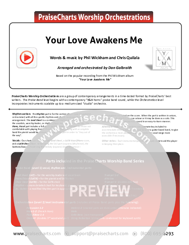 Your Love Awakens Me Cover Sheet (Phil Wickham)