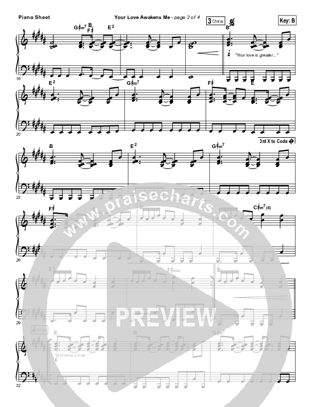 Your Love Awakens Me Piano Sheet (Phil Wickham)