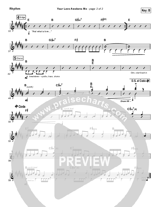 Your Love Awakens Me Rhythm Chart (Phil Wickham)