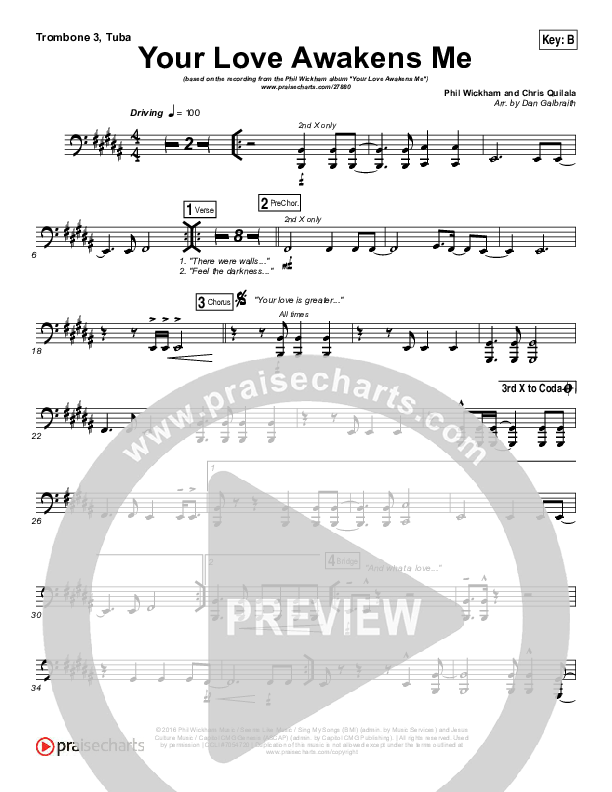 Your Love Awakens Me Trombone 3/Tuba (Phil Wickham)