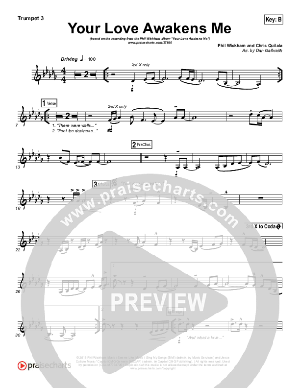 Your Love Awakens Me Trumpet 3 (Phil Wickham)