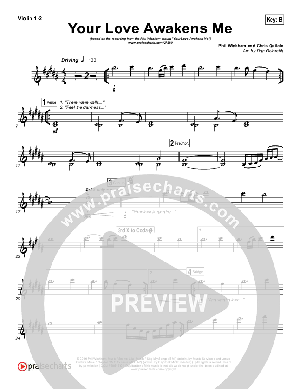 Your Love Awakens Me Violin 1/2 (Phil Wickham)