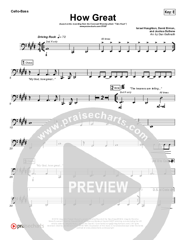 How Great Cello/Bass (Covenant Worship)