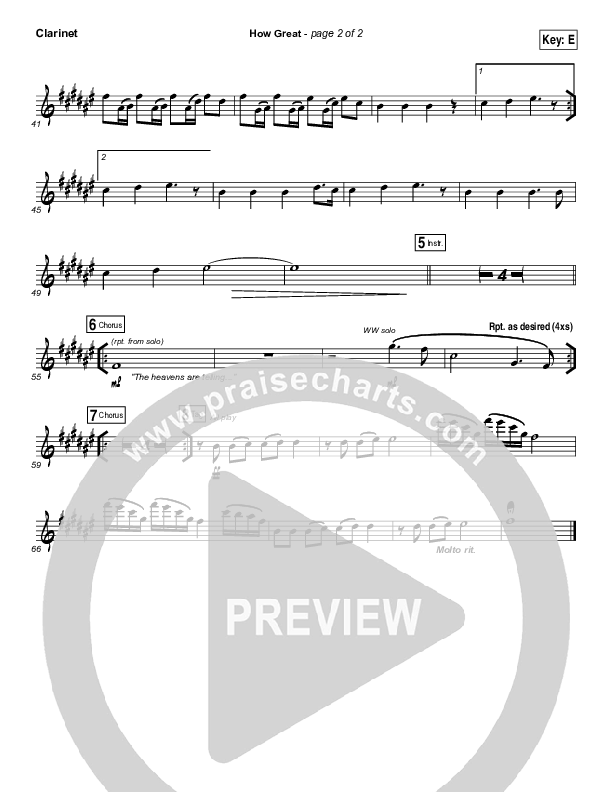 How Great Clarinet (Covenant Worship)