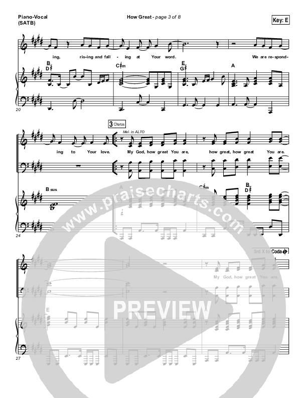 How Great Piano/Vocal (SATB) (Covenant Worship)