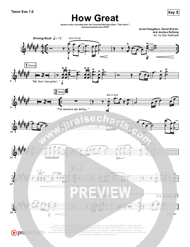 How Great Tenor Sax 1/2 (Covenant Worship)