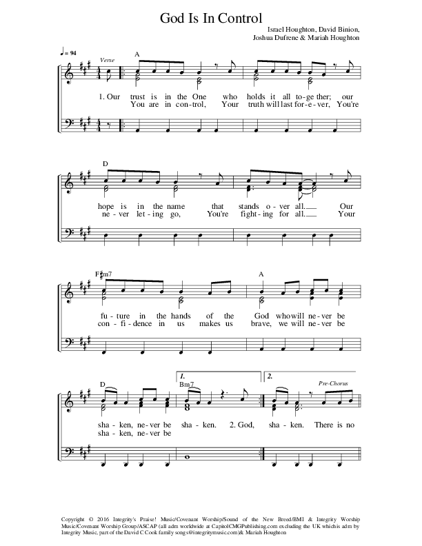God Is In Control Lead Sheet (Covenant Worship)