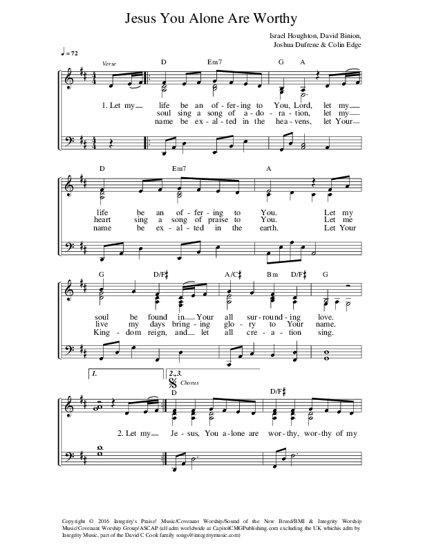 Jesus You Alone Are Worthy Lead Sheet (Covenant Worship)