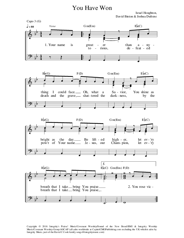 You Have Won Lead Sheet (Covenant Worship)