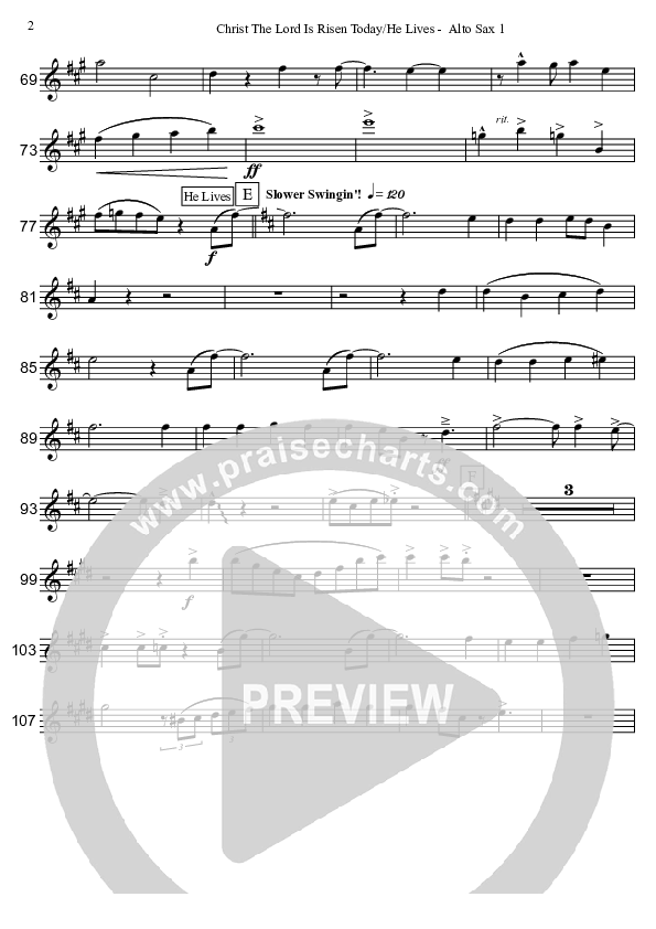 Christ The Lord Is Risen Today/He Lives (Instrumental) Alto Sax 1/2 (David Arivett)
