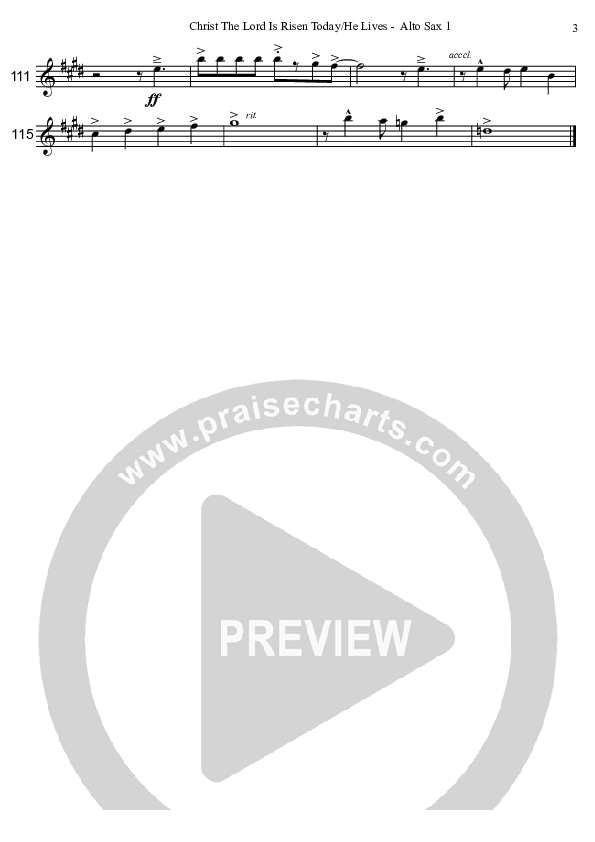 Christ The Lord Is Risen Today/He Lives (Instrumental) Alto Sax 1/2 (David Arivett)