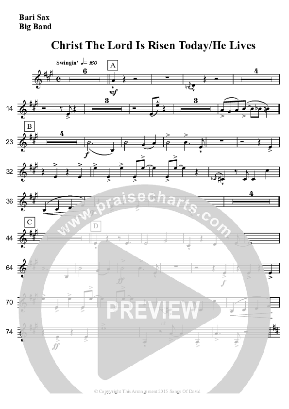 Christ The Lord Is Risen Today/He Lives (Instrumental) Bari Sax (David Arivett)