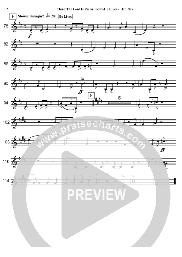 Christ The Lord Is Risen Today/He Lives (Instrumental) Bari Sax (David Arivett)