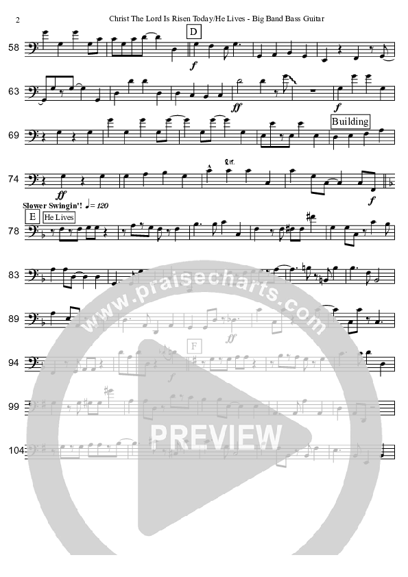 Christ The Lord Is Risen Today/He Lives (Instrumental) Bass Guitar (David Arivett)