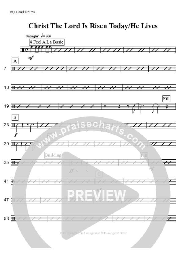Christ The Lord Is Risen Today/He Lives (Instrumental) Drum Set (David Arivett)