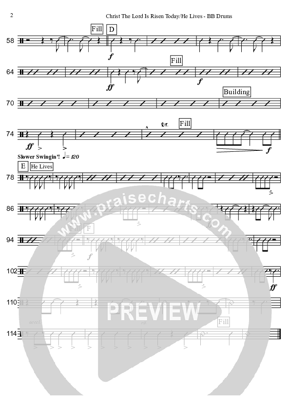 Christ The Lord Is Risen Today/He Lives (Instrumental) Drum Set (David Arivett)