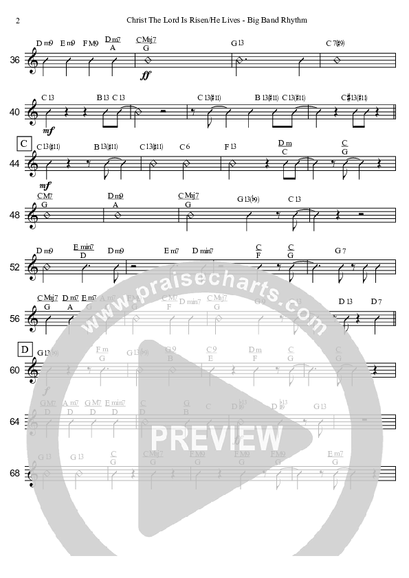 Christ The Lord Is Risen Today/He Lives (Instrumental) Rhythm Chart (David Arivett)