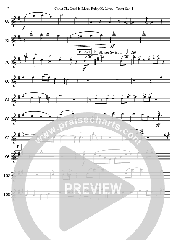 Christ The Lord Is Risen Today/He Lives (Instrumental) Tenor Sax 1/2 (David Arivett)