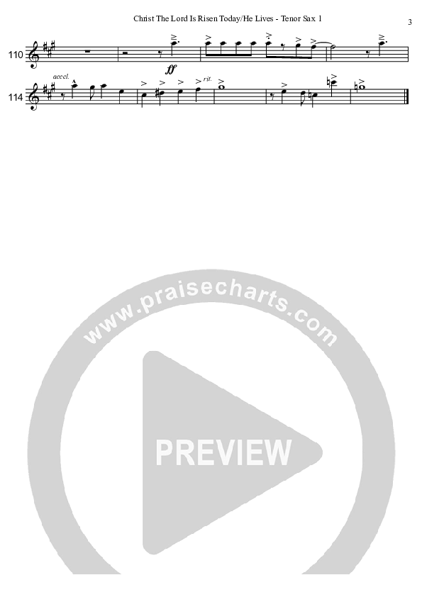 Christ The Lord Is Risen Today/He Lives (Instrumental) Tenor Sax 1/2 (David Arivett)
