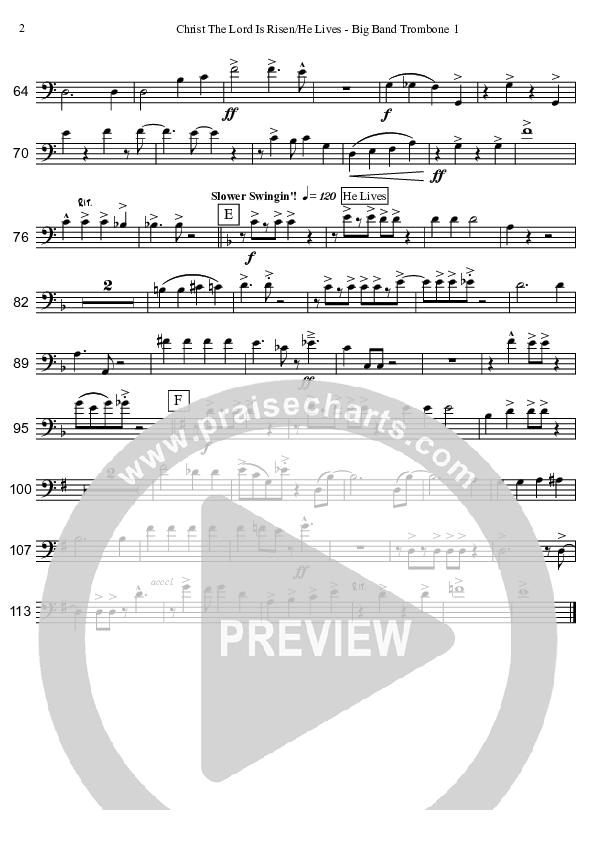 Christ The Lord Is Risen Today/He Lives (Instrumental) Trombone 1 (David Arivett)