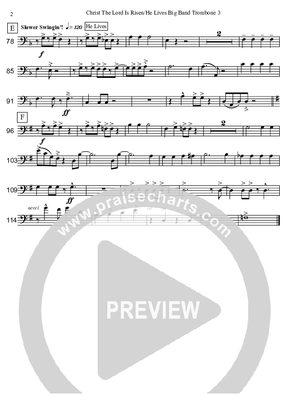 Christ The Lord Is Risen Today/He Lives (Instrumental) Trombone 3 (David Arivett)