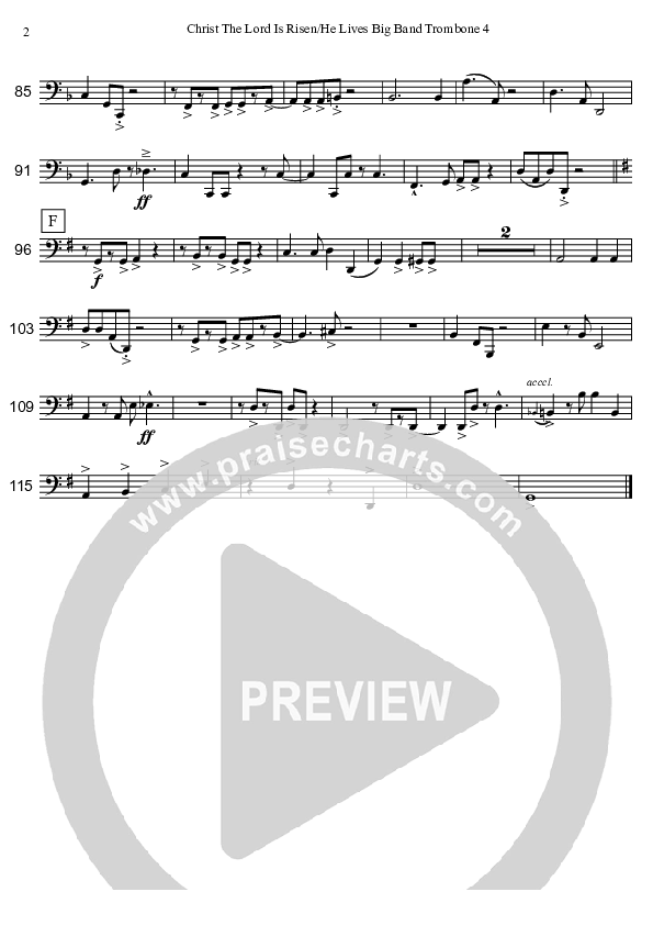 Christ The Lord Is Risen Today/He Lives (Instrumental) Trombone 4 (David Arivett)