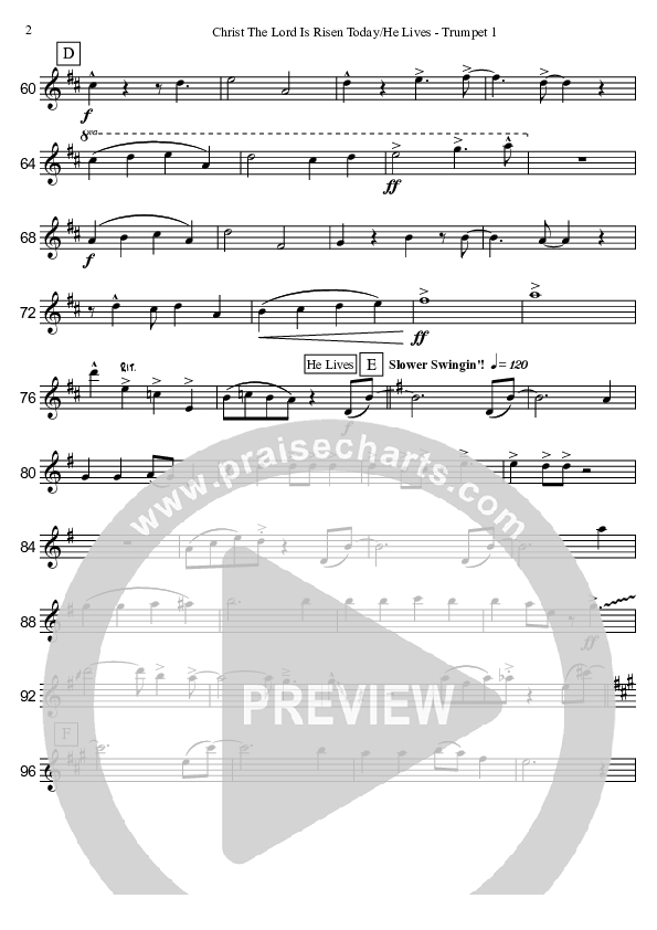 Christ The Lord Is Risen Today/He Lives (Instrumental) Trumpet 1 (David Arivett)