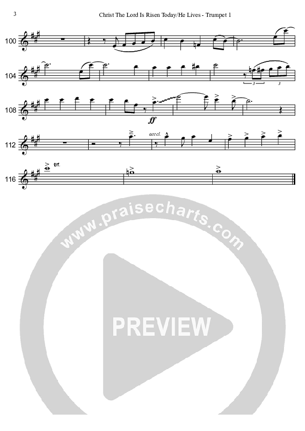 Christ The Lord Is Risen Today/He Lives (Instrumental) Trumpet 1 (David Arivett)