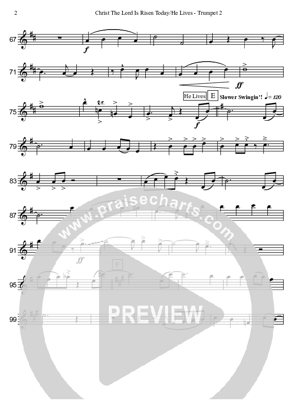 Christ The Lord Is Risen Today/He Lives (Instrumental) Trumpet 2 (David Arivett)