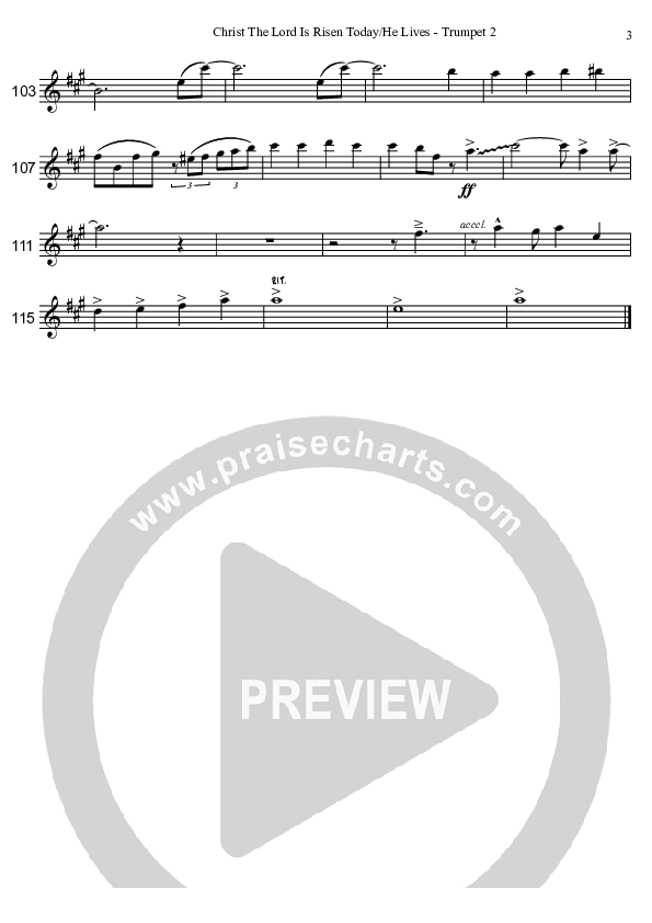 Christ The Lord Is Risen Today/He Lives (Instrumental) Trumpet 2 (David Arivett)