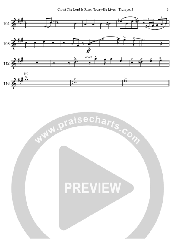 Christ The Lord Is Risen Today/He Lives (Instrumental) Trumpet 3 (David Arivett)