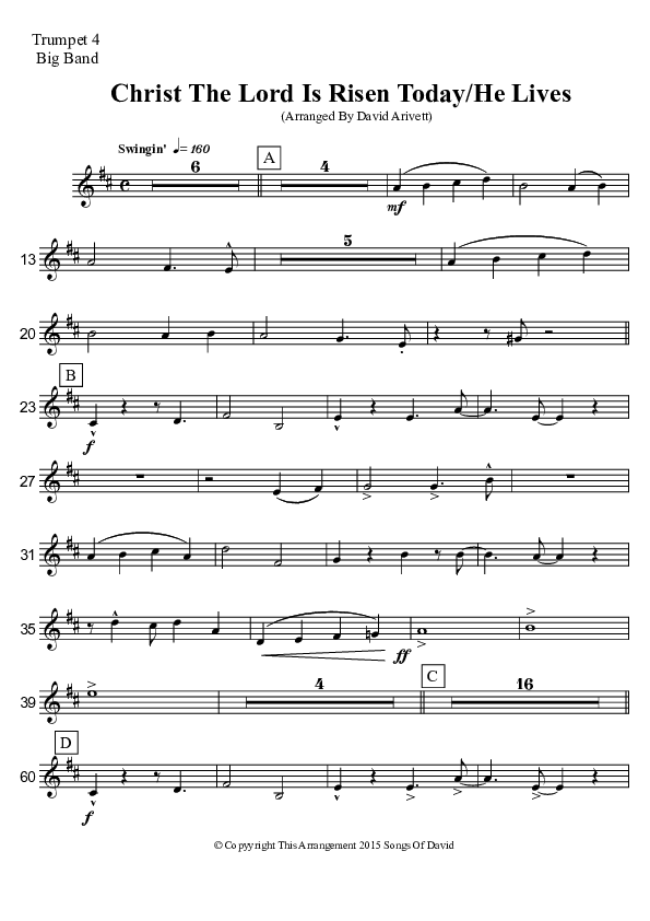 Christ The Lord Is Risen Today/He Lives (Instrumental) Trumpet (David Arivett)
